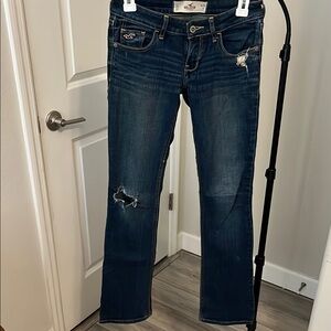 Hollister Blue Boot Cut Jeans with Distressed Details
